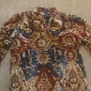 CHAPS Denim Semi Sheer Top